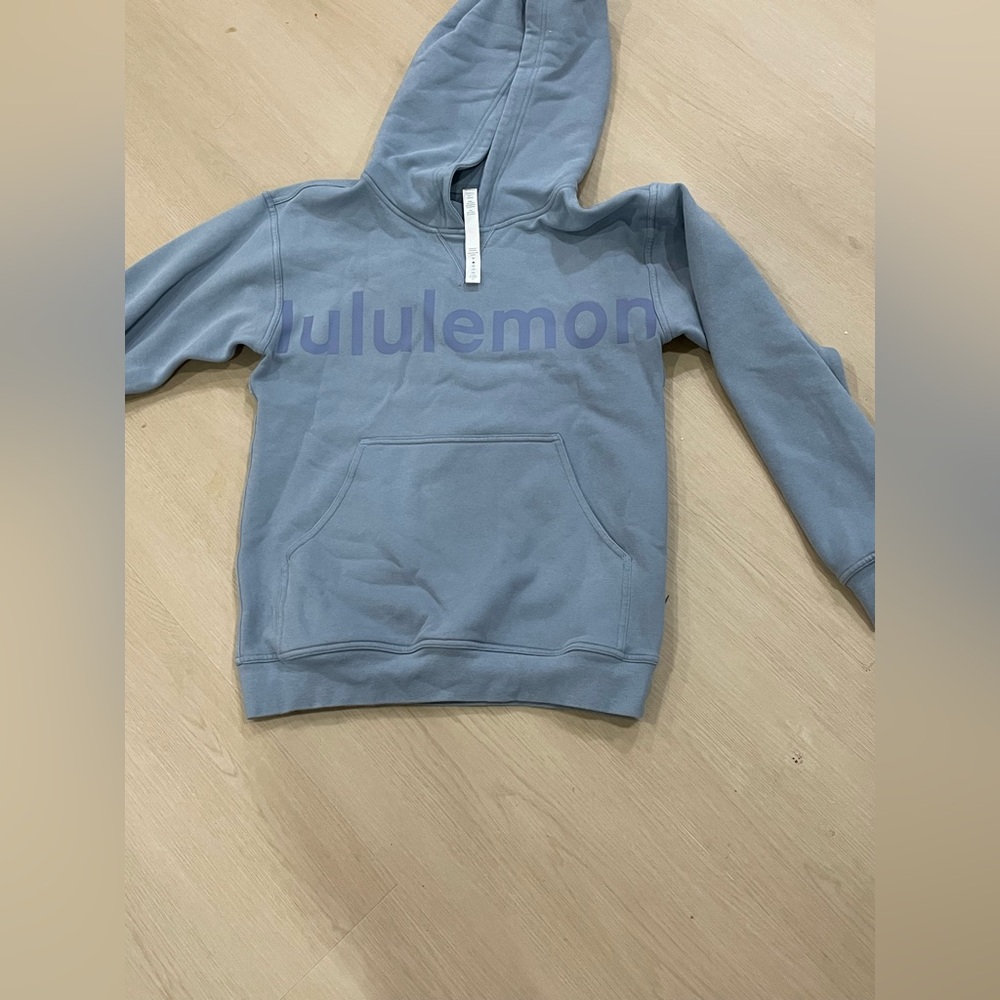 Lululemon Logo Hoodie Sweatshirt Blue Gray Size 4